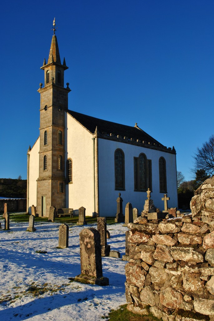 Daviot church graveyards of scotland winter sun