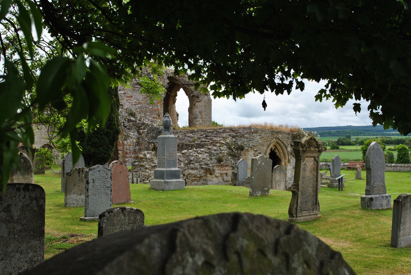 Kinloss Abbey and graveyard Moray Scotland