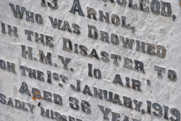 headstone of Norman MacLeod of 13 Arnold died in Iolaire disaster